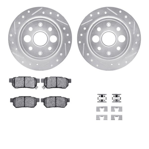 Dynamic Friction Co 7512-58000, Rotors-Drilled and Slotted-Silver w/ 5000 Advanced Brake Pads incl. Hardware, Zinc Coat 7512-58000